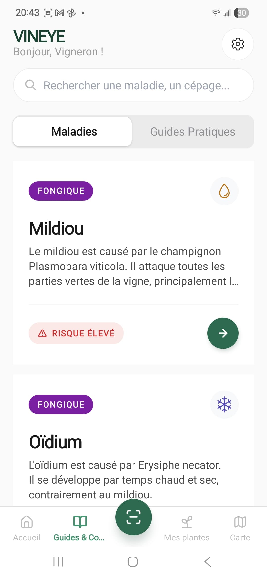 Guide des maladies VinEye