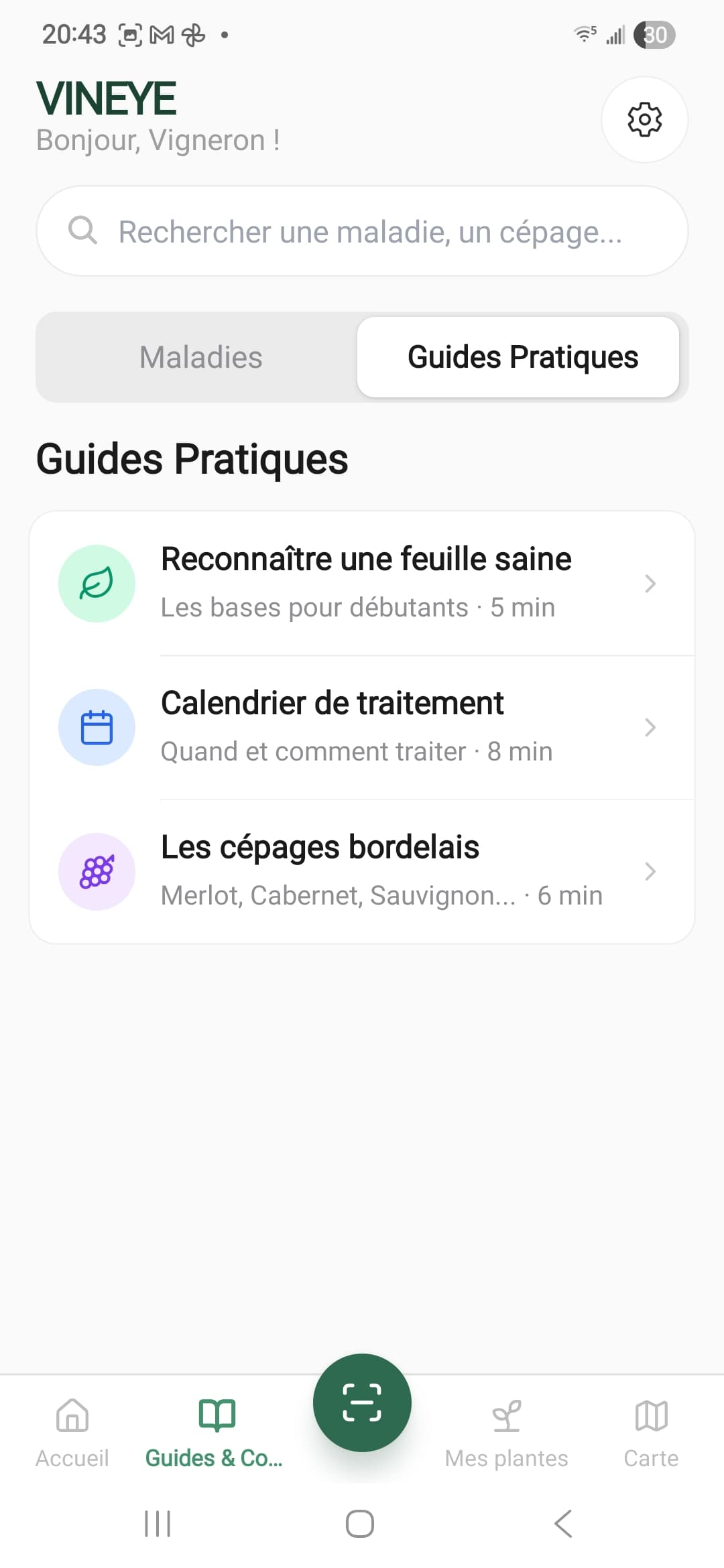 Guide des maladies VinEye