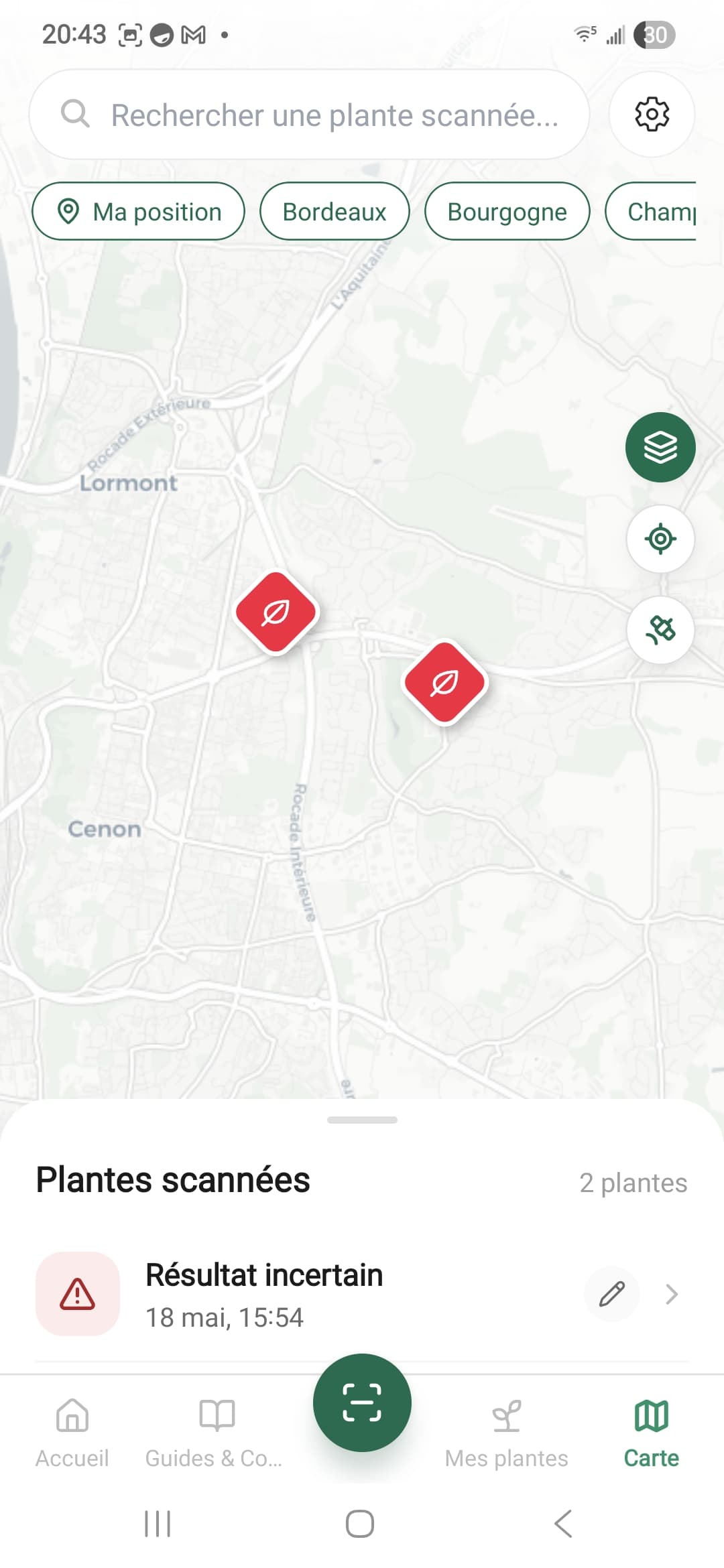 Carte des analyses VinEye